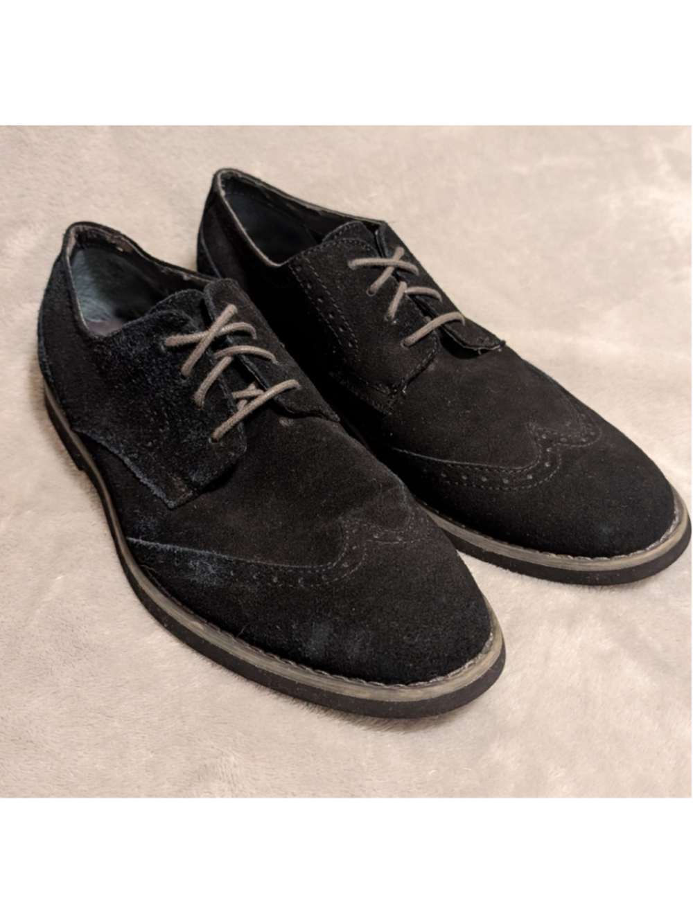 Calvin Klein Men's Faxon Black Suede Wingtip Oxford Derby Shoes US Size 8.5 CC03